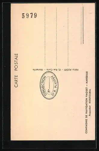 AK Paquebot Koutoubia, Compagnie de Navigation Paquet - Marseille