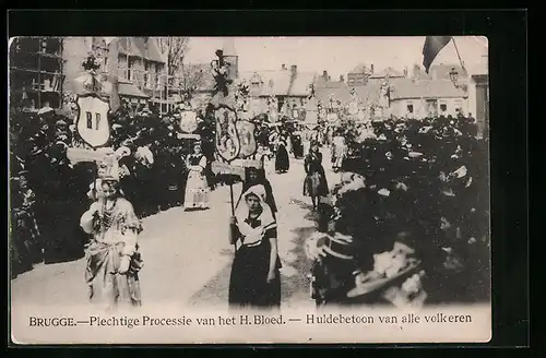 AK Brugge, Plechtige Processie van het H. Bloed, Huldebetoon van alle volkeren