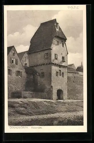 AK Donauwörth, Farbtörl mit Stadtmauer