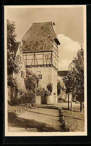 AK Donauwörth, Das Färbertor mit Strasse