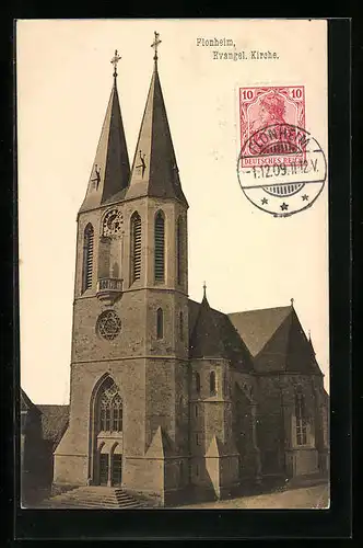 AK Flonheim, Evangel. Kirche, Frontansicht