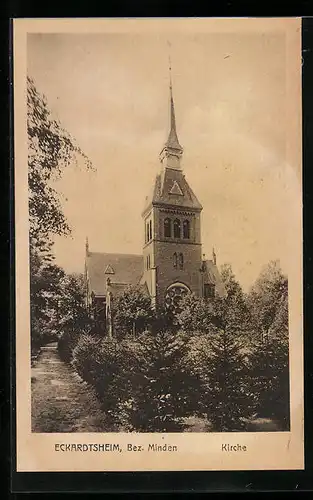 AK Eckardtsheim Bez. Minden, Blick auf die Kirche