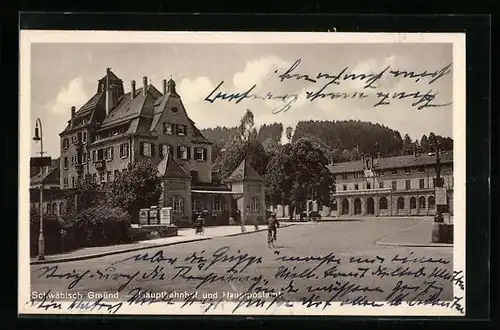 AK Schwäbisch Gmünd, Hauptbahnhof und Hauptpostamt