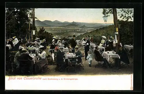 AK Bonn a. Rh., Hotel Casselsruhe mit Blick nach Godesberg und dem Siebengebirge