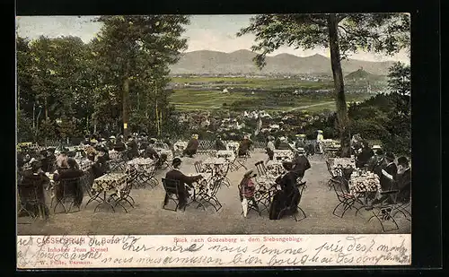 AK Bonn, Hotel Casselsruh mit Blick nach Godesberg und dem Siebengebirge