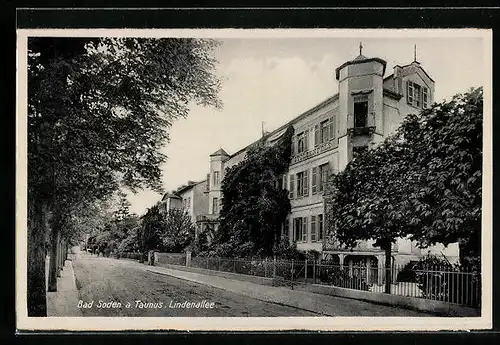 AK Bad Soden a. Taunus, Lindenallee mit Haus Stolzenfels