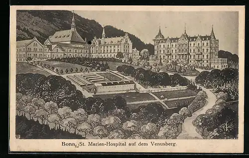 Künstler-AK Bonn, St. Marien-Hospital auf dem Venusberg