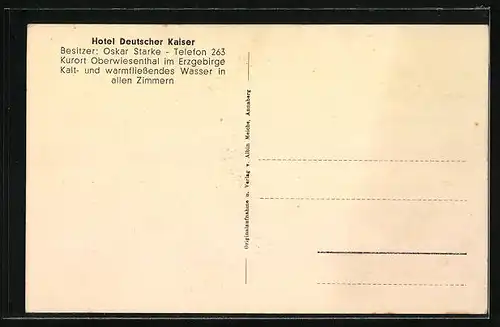 AK Oberwiesenthal /Erzgeb., Hotel Deutscher Kaiser