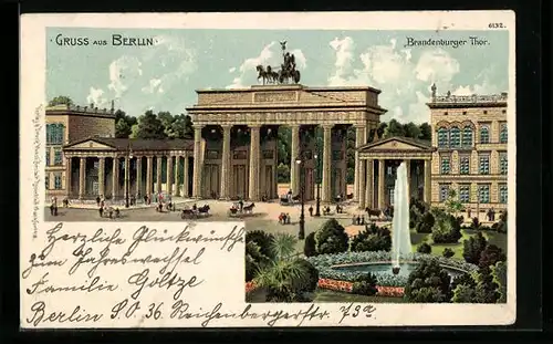 Lithographie Berlin-Tiergarten, Das Brandenburger Thor