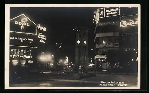 AK Berlin-Tiergarten, bei Nacht, Potsdamer Platz