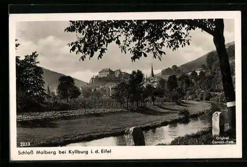 AK Kyllburg /Eifel, Schloss Malberg mit Fluss