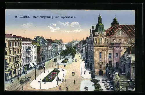 AK Köln-Neustadt, Habsburgerring und Opernhaus aus der Vogelschau