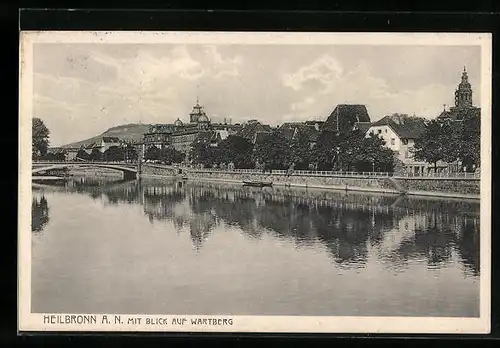 AK Heilbronn a. N., Panorama mit Brücke und Wartberg