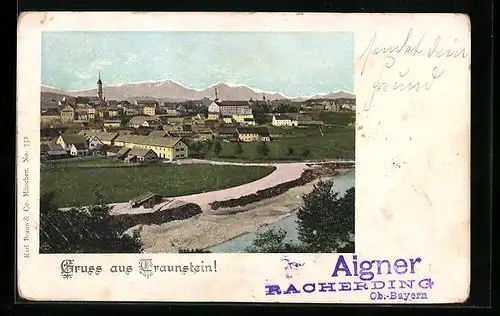 AK Traunstein, Ortsansicht aus der Vogelschau