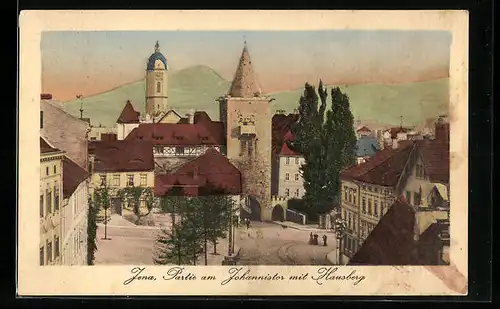 AK Jena, Johannistor mit Hausberg, Ortspartie