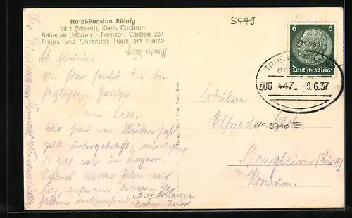 AK Lütz /Mosel, Ortsansicht aus der Vogelschau