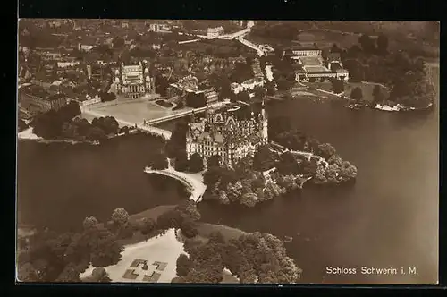 AK Schwerin i. M., Schloss Schwerin vom Flugzeug aus