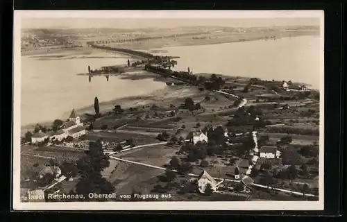 AK Insel Reichenau-Oberzell, Ortsansicht vom Flugzeug aus