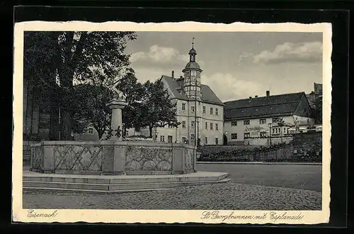 AK Eisenach, St. Georgbrunnen mit Esplanade