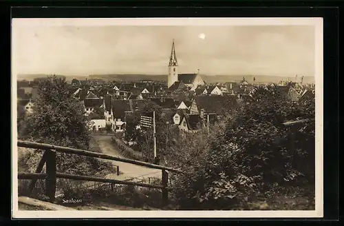 AK Saulgau, Teilansicht mit Kirche