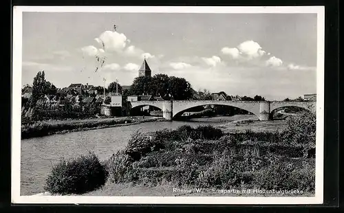 AK Rheine /W., Emspartie mit Hindenburgbrücke