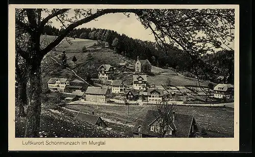 AK Schönmünzach im Murgtal, Ortspartie mit Bäumen