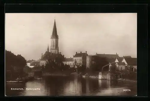 AK Emmerich, Hafenpartie mit Kirche