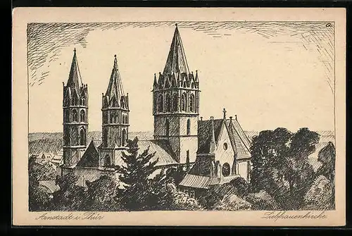 Künstler-AK Arnstadt i. Thür., Liebfrauenkirche