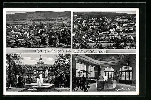 AK Bad Altheide, Kurhaus, Grosser Sprudel, Ortspartie