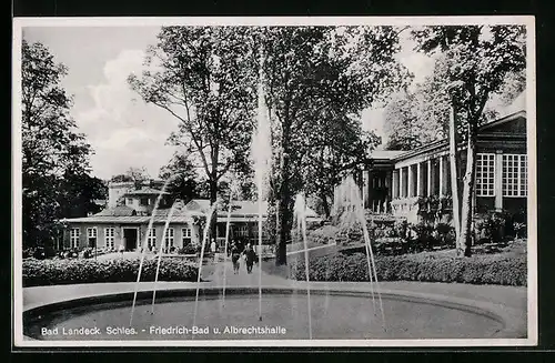 AK Bad Landeck /Schles., Friedrich-Bad und Albrechtshalle