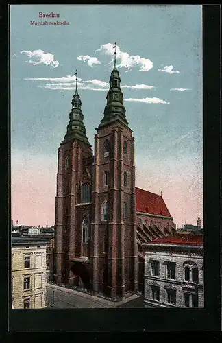 AK Breslau, Magdalenenkirche mit Umgebung