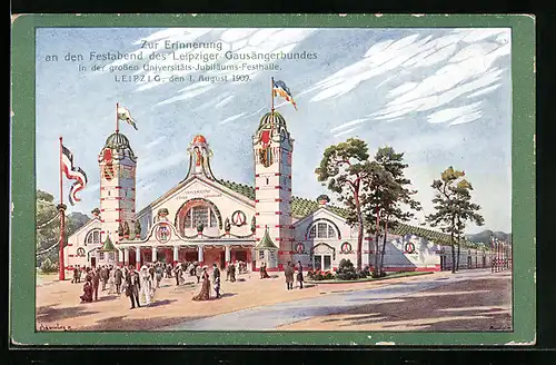 Künstler-AK Leipzig, Festabend des Leipziger Gausängerbundes 1909, Sängerfest