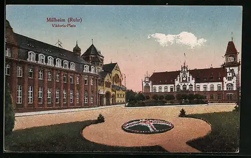 AK Mülheim a. Ruhr, Viktoria-Platz mit Synagoge