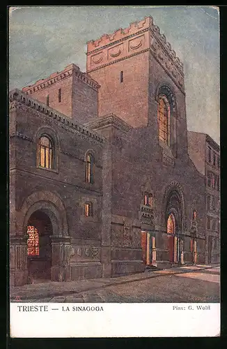 Künstler-AK Trieste, La Sinagoga, Synagoge