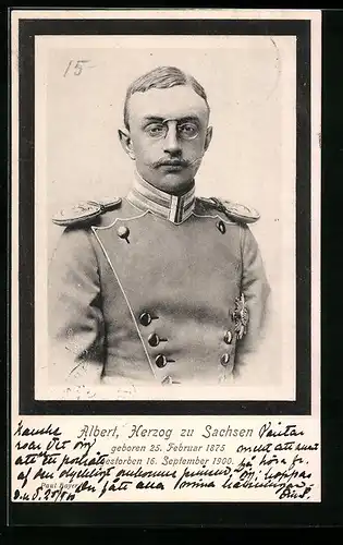 AK Albert, Herzog von Sachsen in Uniform