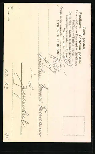 Sonnenschein-AK Verliebtes Paar verabschiedet sich