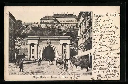 AK Budapest, Alagut-Buda, Tunnel in Ofen