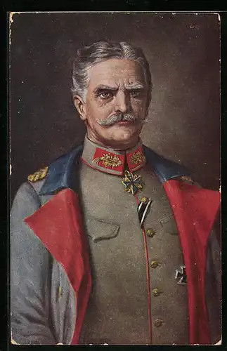 AK Heerführer von Mackensen, Portrait in Uniform mit Mantel