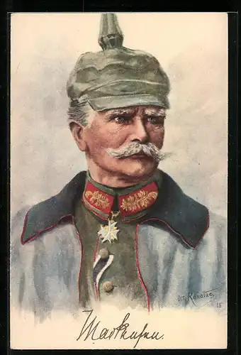 AK Heerführer von Mackensen, Portrait in Uniform mit Pickelhelm