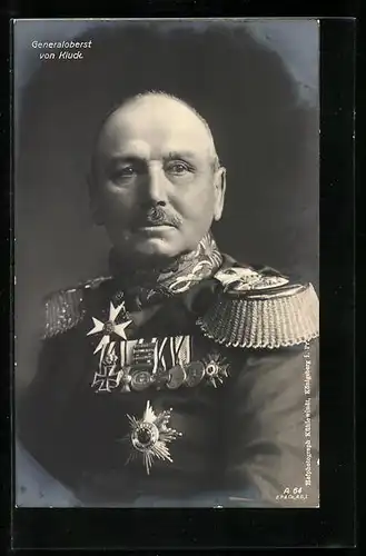 AK Heerführer Generaloberst von Kluck, Portrait in Uniform mit Orden