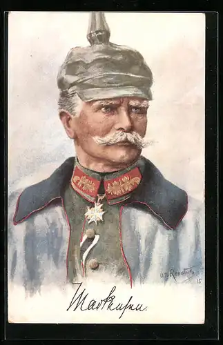 AK Heerführer von Mackensen, Portrait in Uniform mit Helm