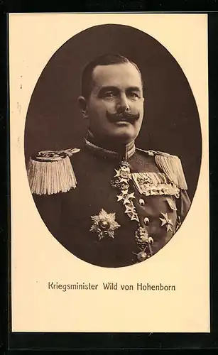 AK Kriegsminister Wild von Hohenborn, Portrait in Uniform