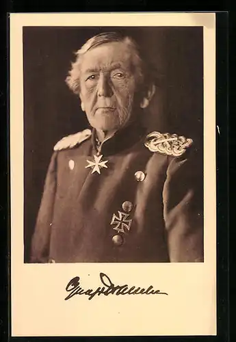 AK Heerführer Graf Haeseler, Altersportrait in Uniform