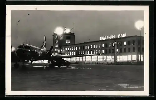 AK Frankfurt a. M., Flughafen bei Nacht