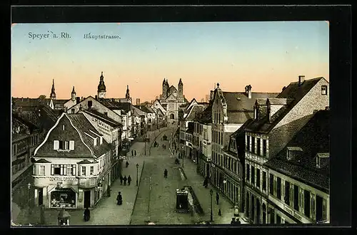 AK Speyer a. Rh., Hauptstrasse und Central Drogerie