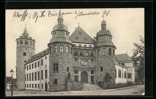 AK Speyer, Strassenpartie mit herrschaftlichem Gebäude