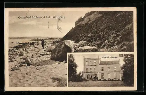 AK Hohwacht b. Lütjenburg, Ostseestrand und Schloss Neudorf