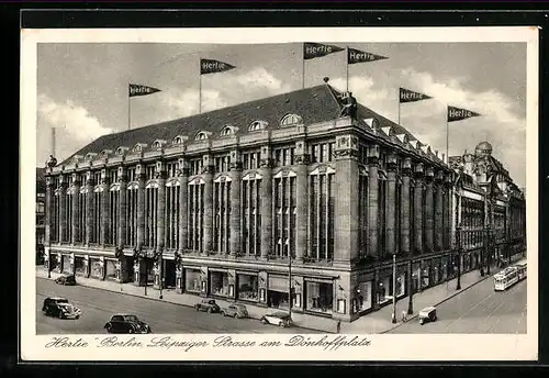 AK Berlin, Hertie Waren- und Kaufhaus, Leipziger Strasse am Dönhoffplatz