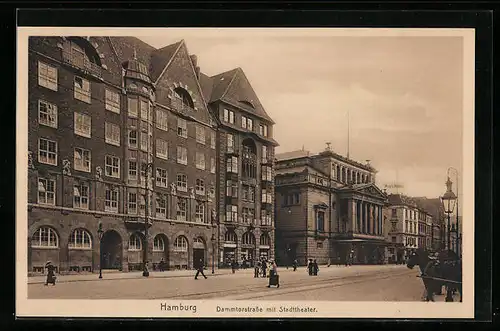 AK Hamburg-St.Georg, Dammtorstrasse mit Stadttheater