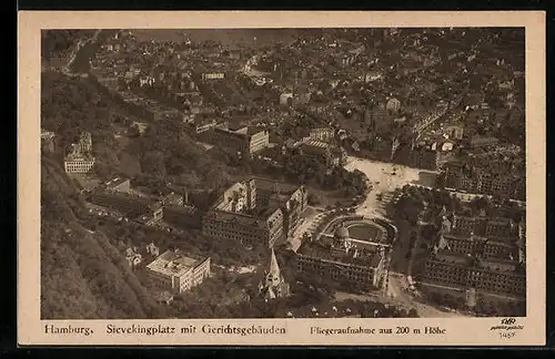 AK Hamburg-Neustadt, Sievekingplatz mit Gerichtsgebäuden vom Flugzeug aus